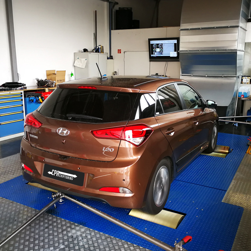 The Hyundai i20 on the dyno